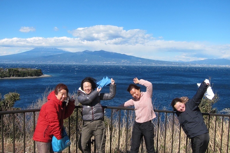 富士山の見える高台にて。