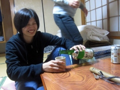 日本酒片手に。アフターダイブ