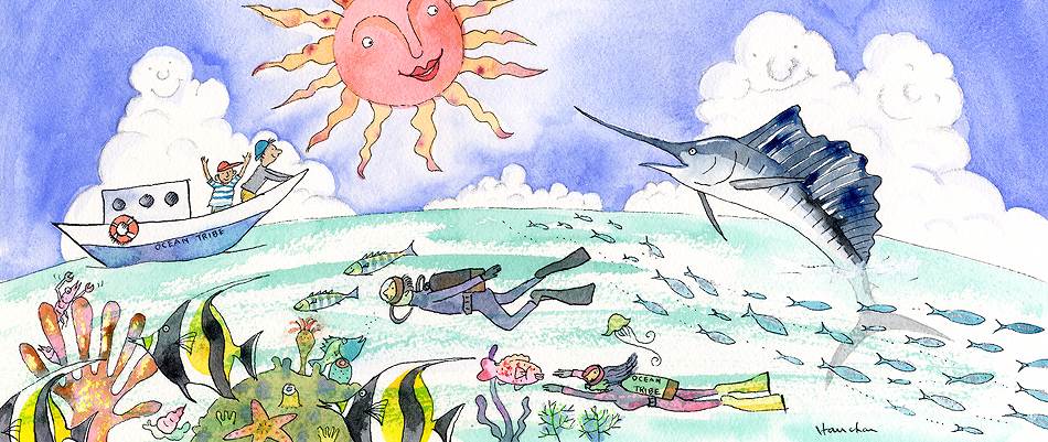 夏の伊豆の海のイラスト