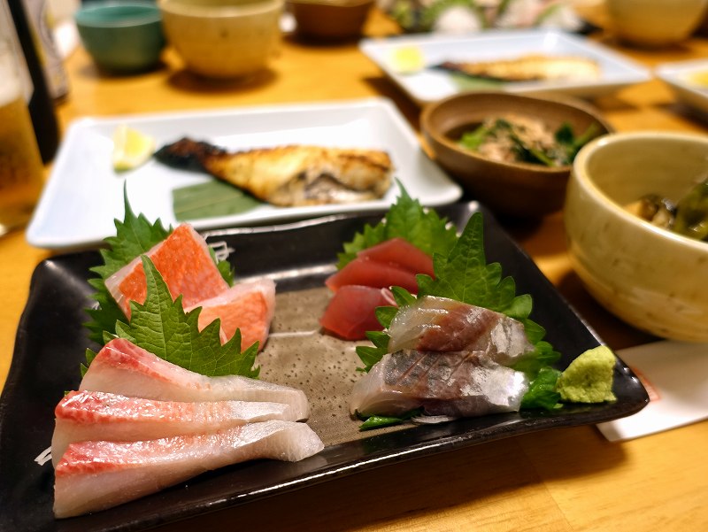 民宿椿山の夕食＠伊豆大島ダイビングツアー