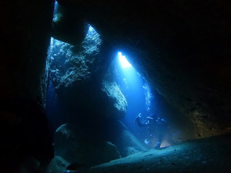 水中洞窟探検＠雲見地形ダイビング