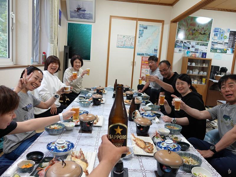 民宿よね丸食事@北海道知床羅臼ダイビングツアー